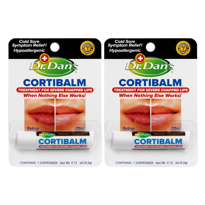 Dr. Dans Dr. Dan's Cortibalm - 2 Pack - for Dry Cracked Lips - Healing Lip Balm for Severely Chapped Lips - Designed for Men, Women and Children - Image 1